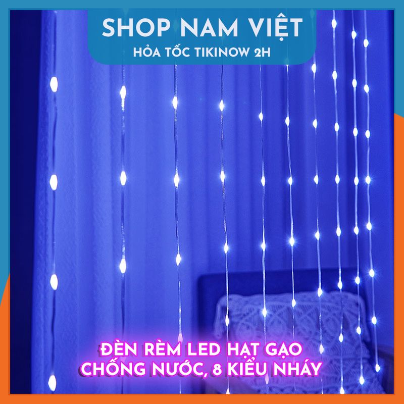 Dây Led Rèm Hạt Gạo Chống Nước, Hiệu Ứng Thác Nước, Trang Trí Ngoài Trời