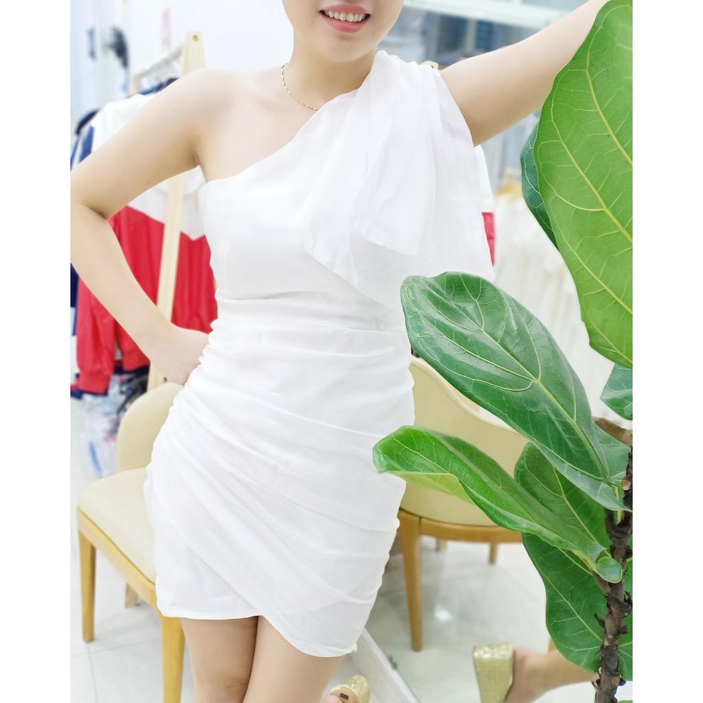 Đầm dự tiệc ôm body dáng xòe chéo vai Maria Dress