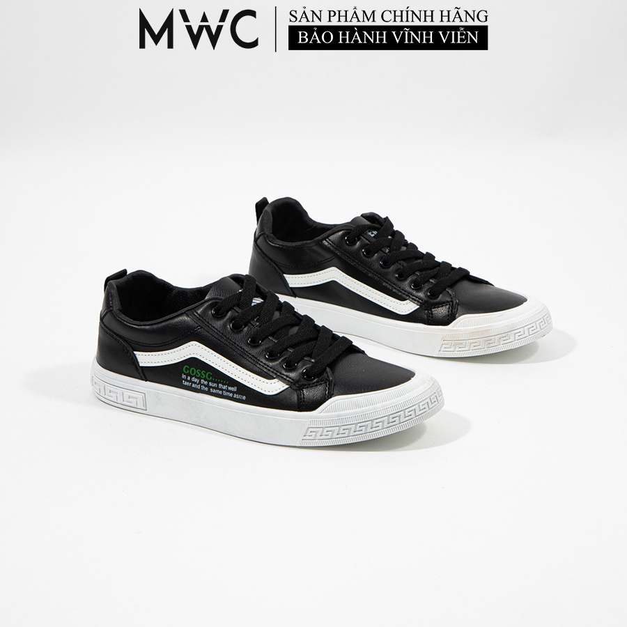 Giày Thể Thao Nam Thời Trang MWC Sneaker Da Đế Thấp Phong Cách Trẻ Trung Năng Động Màu Đen Trắng Kem NATT - 5351