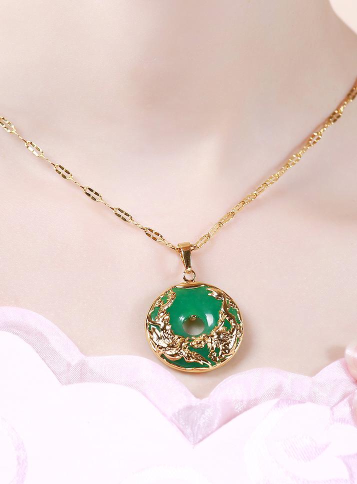 Mặt dây chuyền nam nữ Long Phụng đá ngọc bích