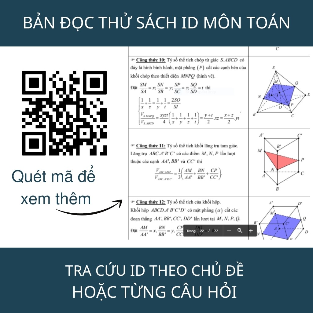 Sách ID Moonbook Tự học Toán Học Lớp 12 Tập 1: Hình Không Gian Ôn luyện thi thpt quốc gia và Ôn Thi Đánh giá năng lực 2023