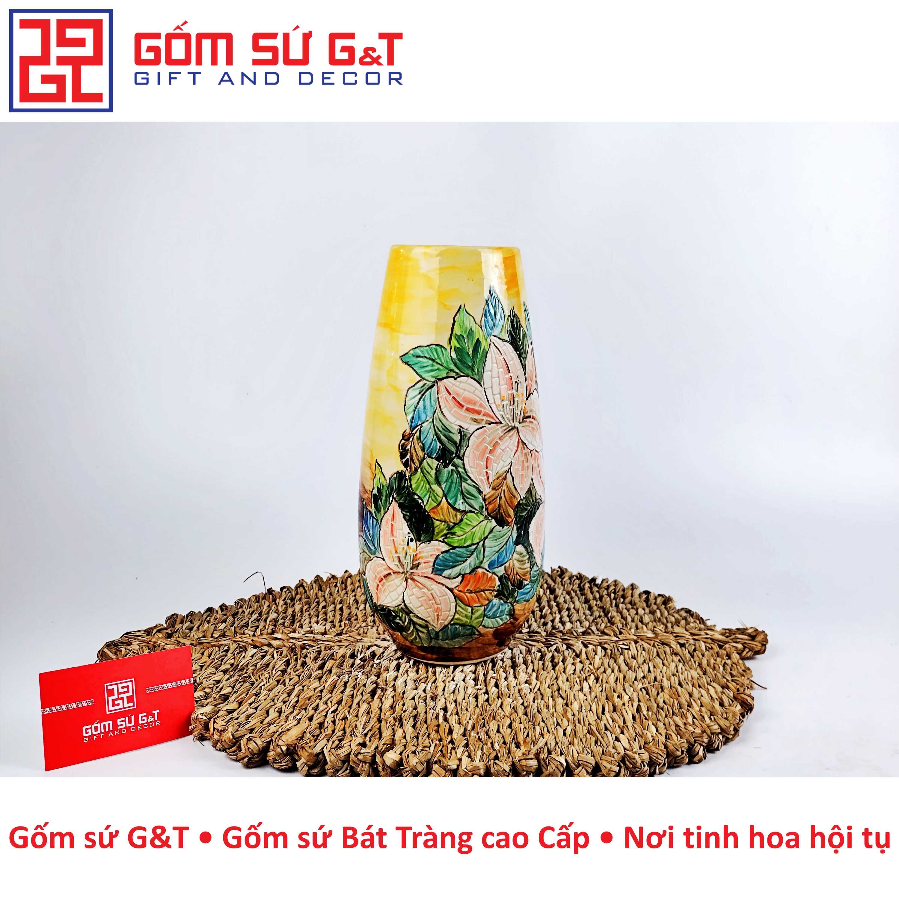 Lọ hoa bom miệng rộng hoa loa kèn Gốm Sứ G&T