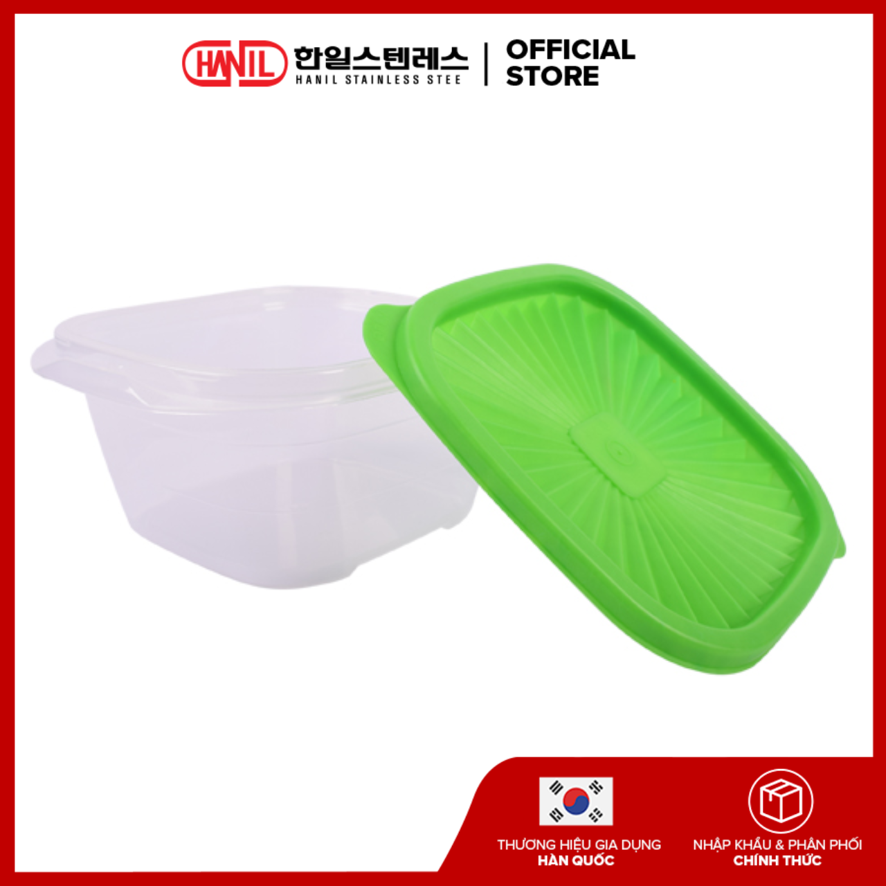 Hộp đựng thực phẩm nắp vuông, xanh lá Livingon FC-SQ-GR