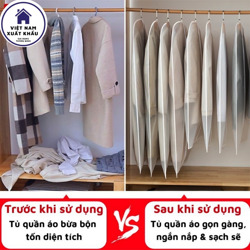 Túi Bọc Quần Áo Treo Tủ Chống Bụi Có Khóa Chống Thấm Đủ Size