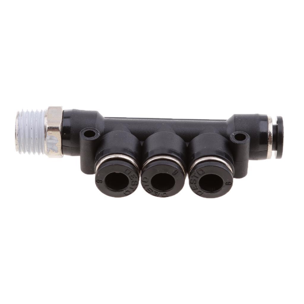 2 Pieces Universal Air Water Hose Tube 5 Way Push In Pneumatic Fittings 6mm 8mm 10mm