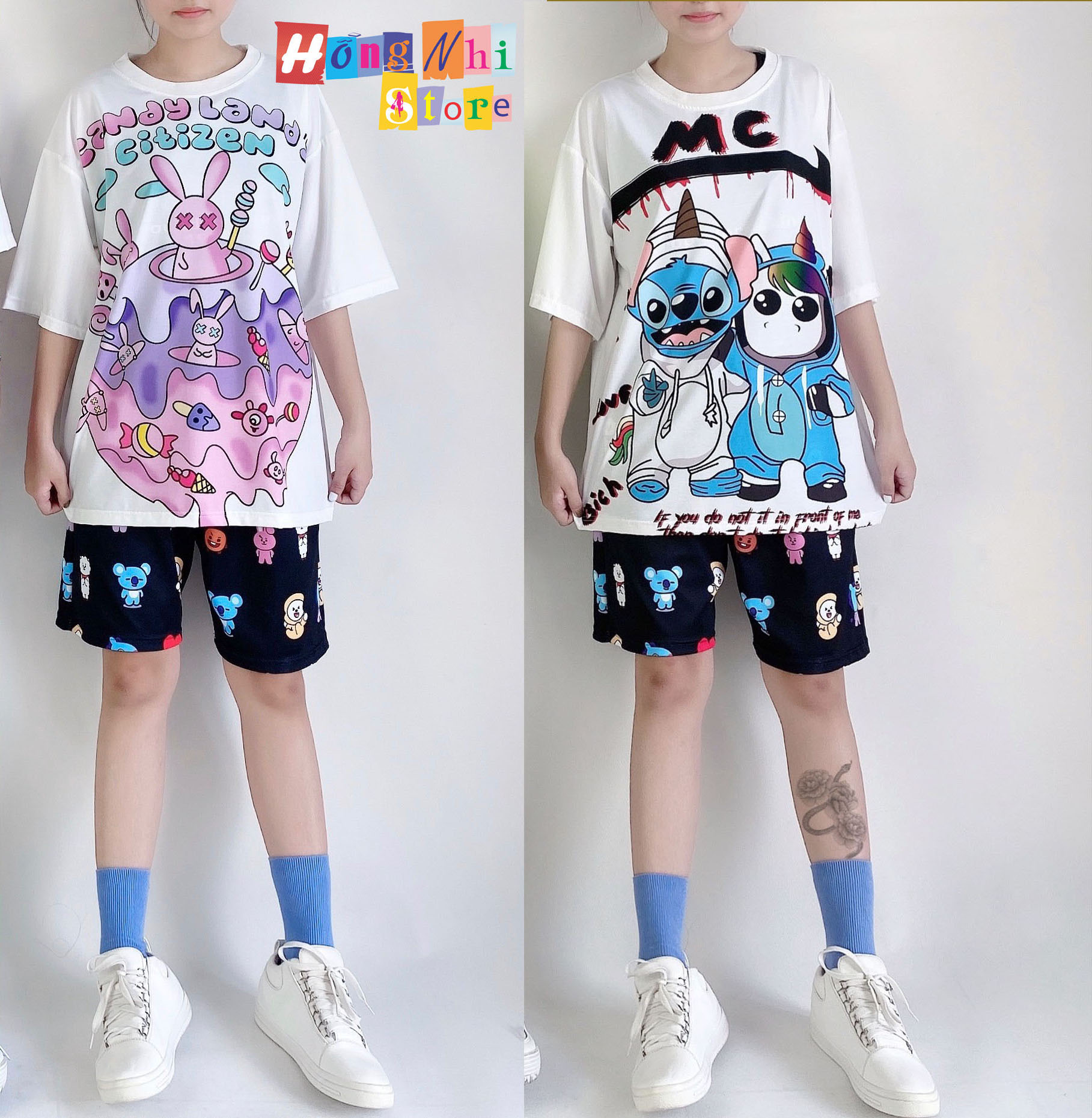 Quần Short Cartoon Unisex Hình Thú Quần Đen - Quần Đùi Hoạt Hình Siêu Cute - MM