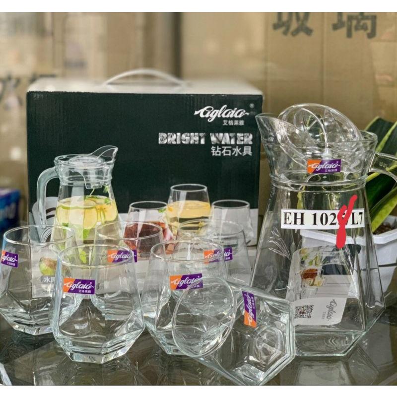 BỘ BÌNH + 6 CỐC THUỶ TINH PHA LÊ CHỊU NHIỆT TỐT