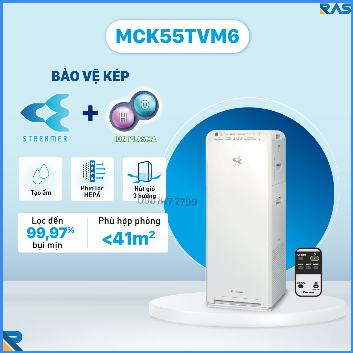 Máy Lọc Không Khí Daikin Cao Cấp MCK55TVM6 Dành Cho Phòng 4m2 - Hàng Chính Hãng