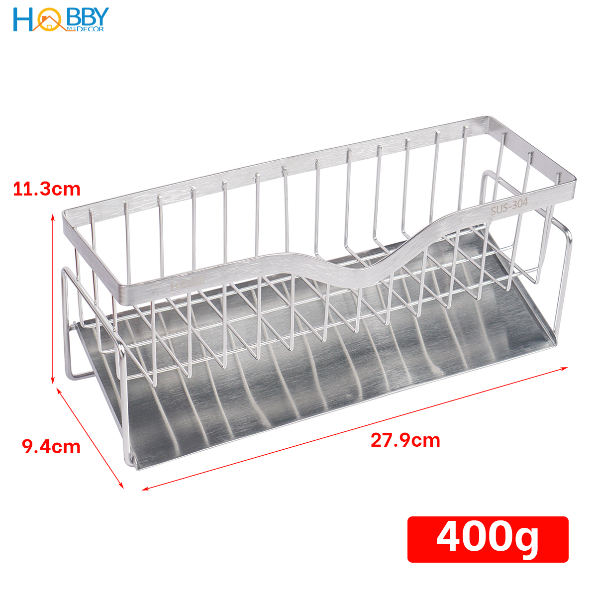 Khay đựng miếng rửa bát thoát nước gác bồn rửa Hobby Home Decor KRC9 size lớn inox 304 không rỉ sét