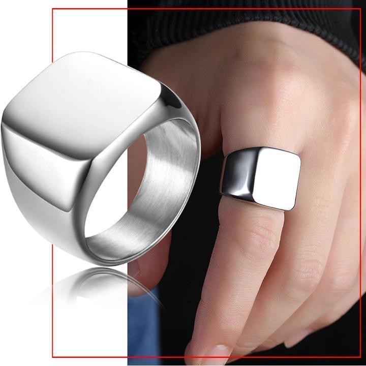 Nhẫn nam titan thép không gỉ inox cao cấp thời trang mặt trơn vuông to trangsucpt màu