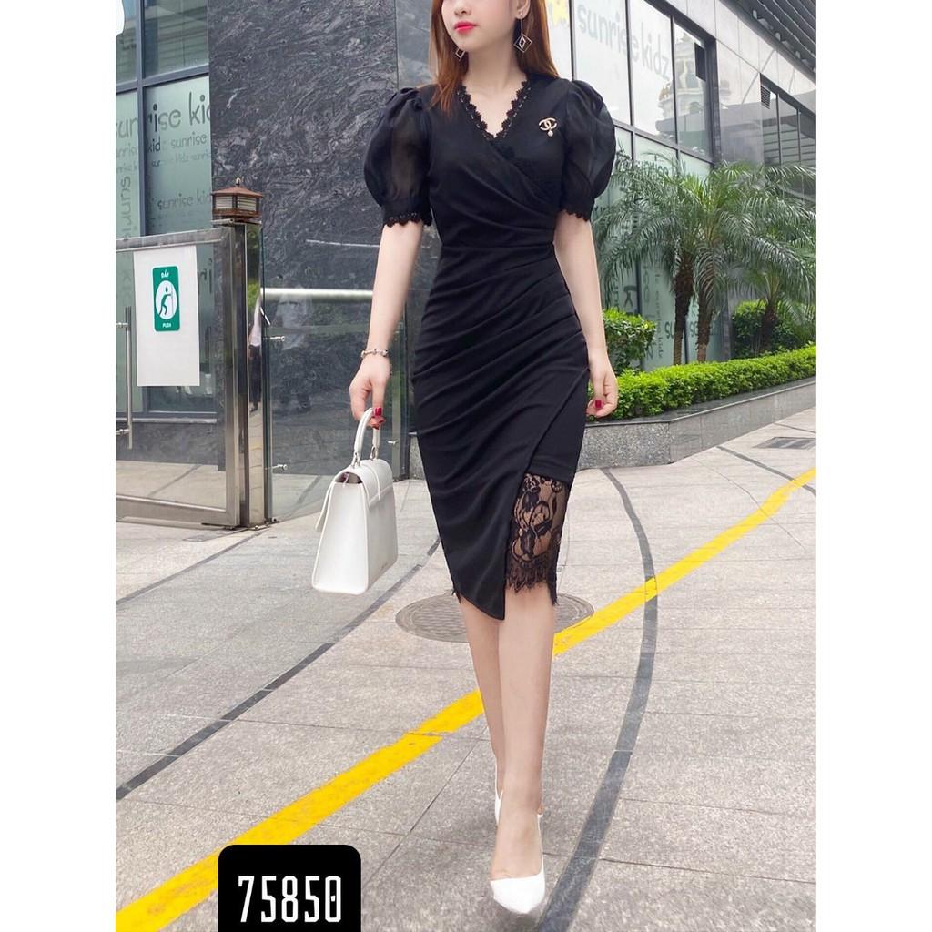 Đầm body phối ren kèm phụ kiện