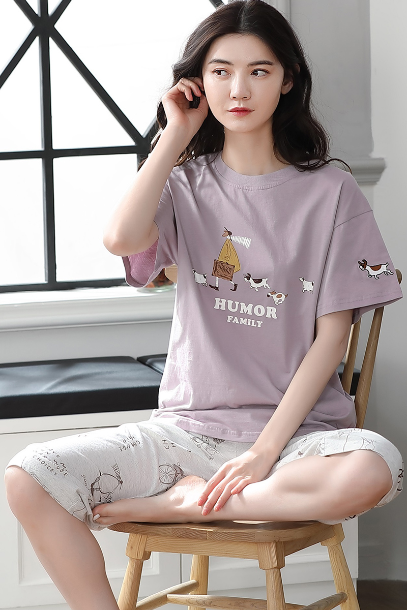 Đồ mặc nhà nữ quần lửng cotton cao cấp 5034