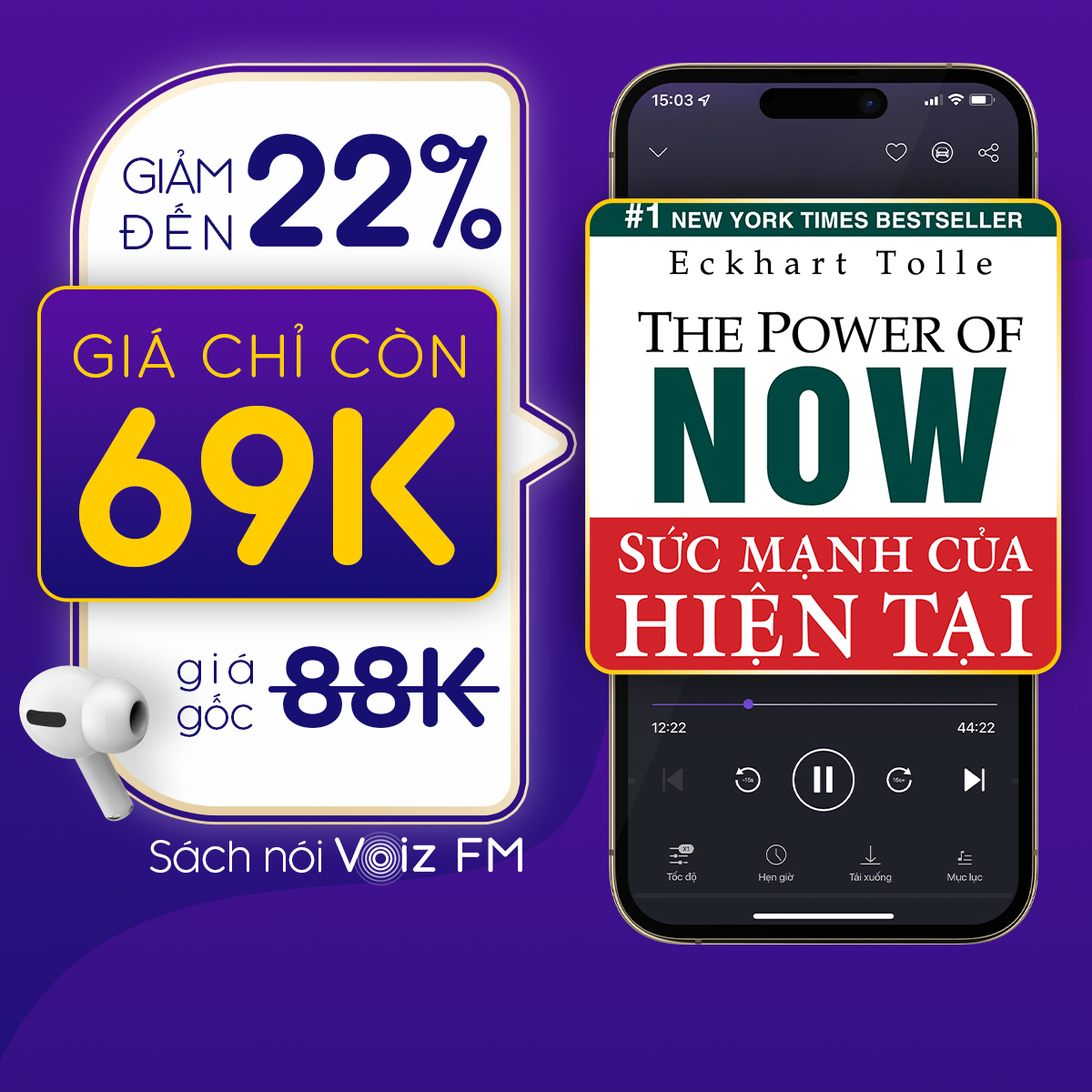 Hình ảnh [Sức Mạnh Của Hiện Tại] Voiz FM - Voucher nghe Sách Nói 