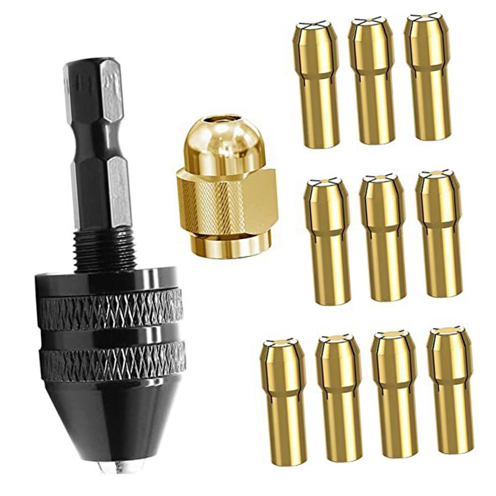 12x Collet Set Brass Collet Set Chuck Electric Motor Clamp Multi Chuck Drill Chuck for Engraving Machine Electric Grinder Fits Rotary Tools