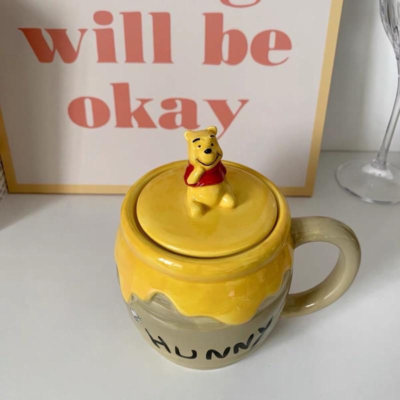Cốc Ly Uống Nước Có Nắp Đậy In Hình Gấu Pooh