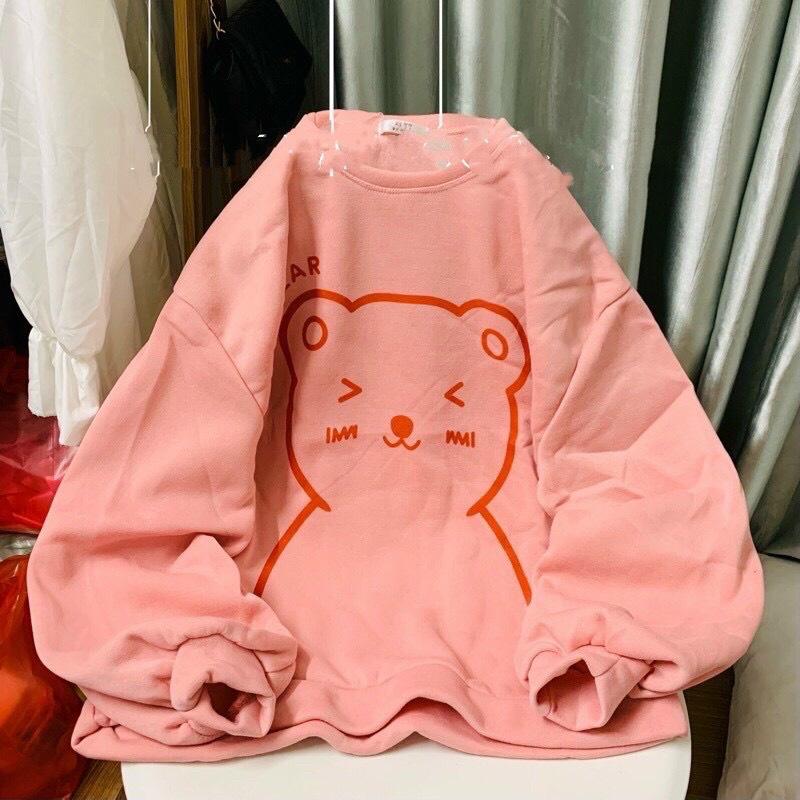 Áo Sweater Nỉ Bông Họa Tiết Gấu HO-BEAR Form Rộng Unisex Nam Nữ BASIC 4 Màu Hottrend Ulzzang