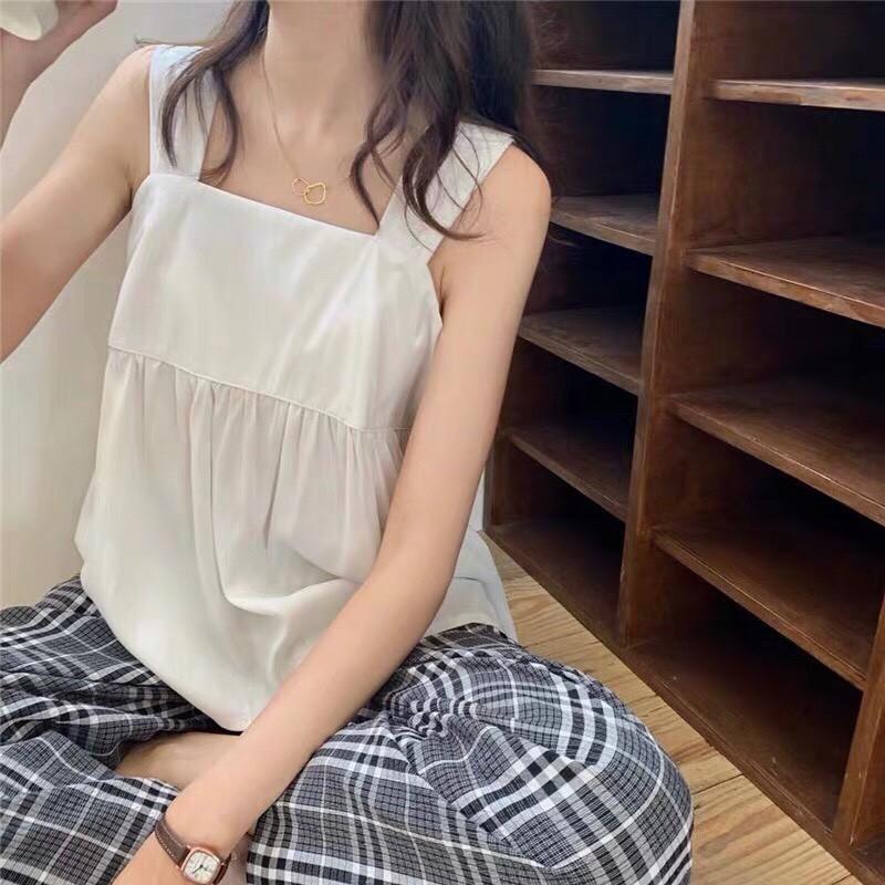 Áo Bầu babydoll , áo 2 dây nữ bản to chất đũi mềm mịn mát buộc nơ lưng có 3 màu