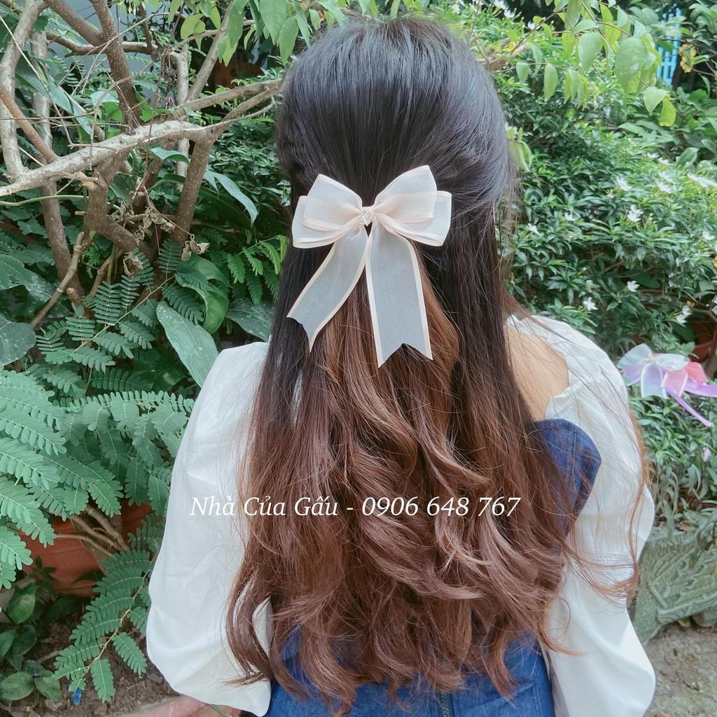 Kẹp tóc nơ 4 màu handmade xịn xò KN02 để chị em đi chơi nè