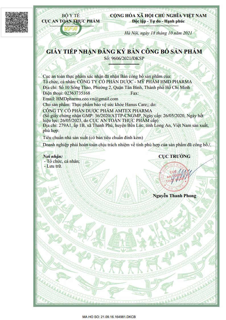 Viên uống hỗ trợ giảm nguy cơ trĩ HMD Pharma Hanus Care hộp 60 viên