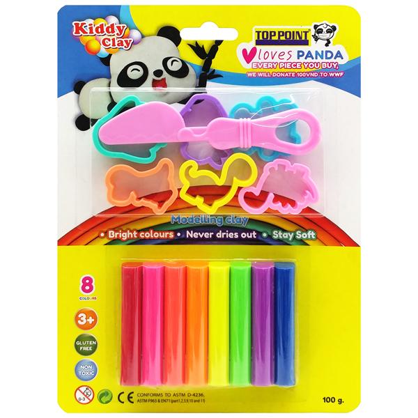 Đồ Chơi Đất Nặn 8 Màu 6 Khuôn Dao Cắt - Kiddy Clay St - 100 - 86Smt
