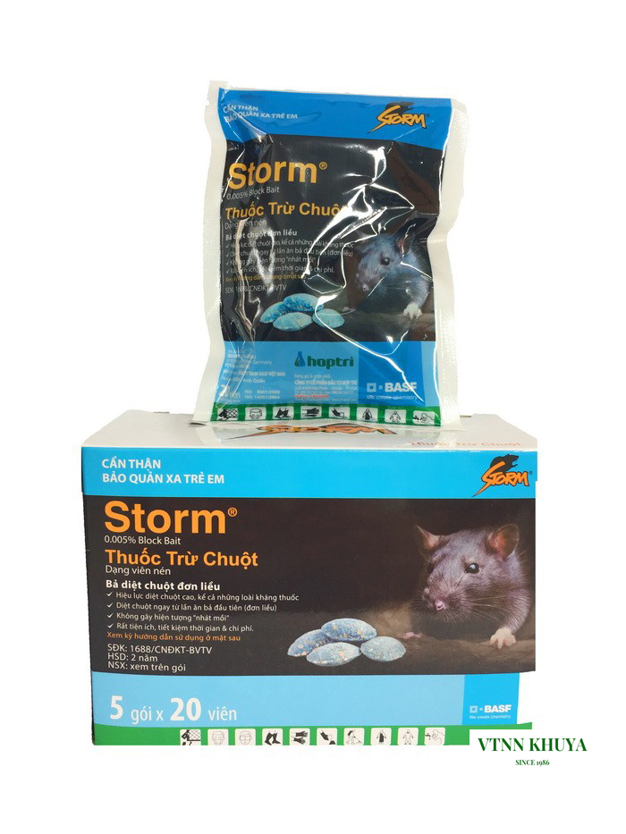 1 gói Diệt chuột dạng viên Hợp Trí Storm 0.005% gói 20 viên