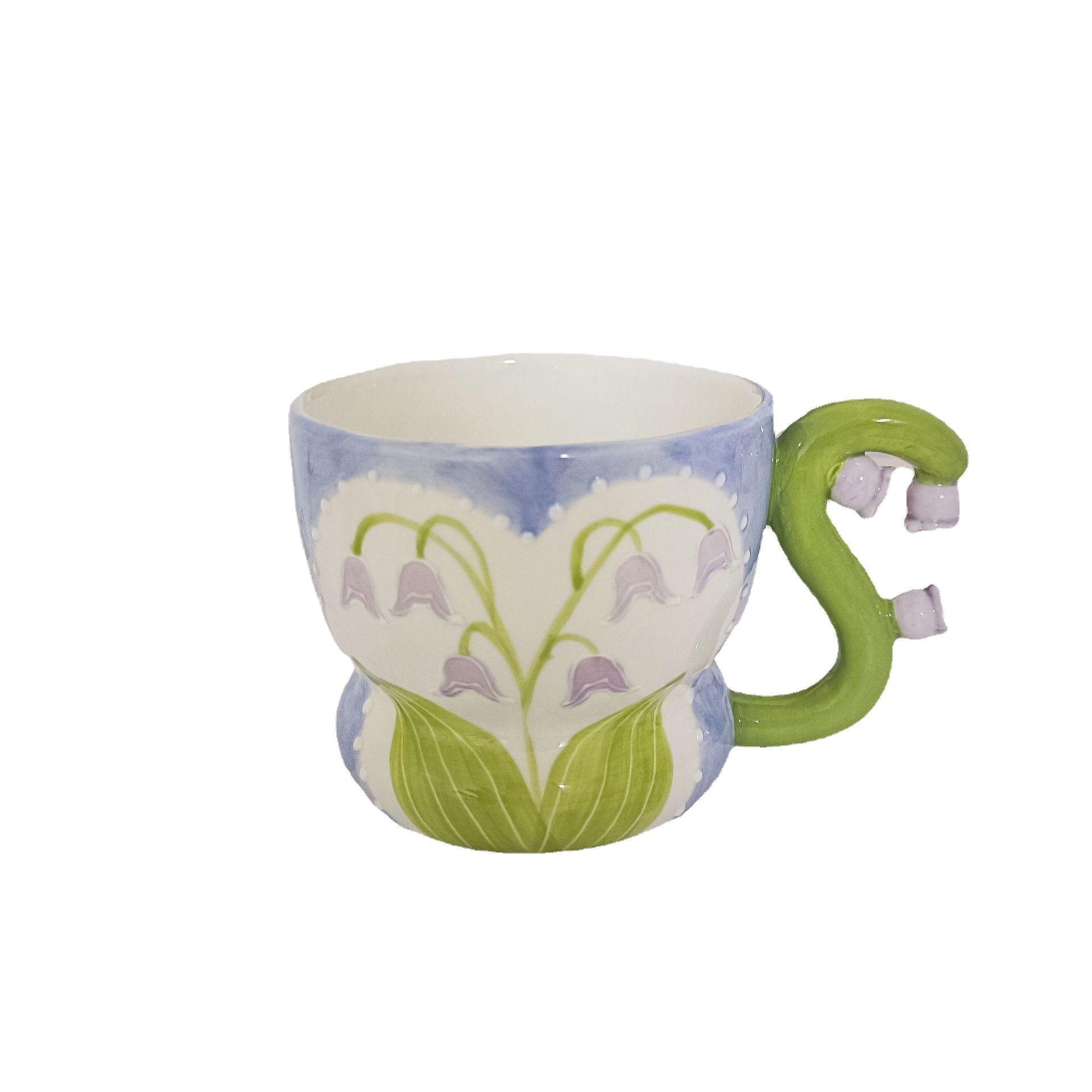 Thuận lợi nhất sáng tạo nhiệt độ cao vẽ tay hoa tulip ba chiều cốc gốm cốc cốc cà phê màu tráng men văn phòng nhà