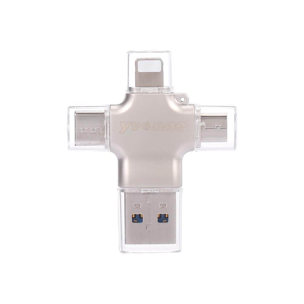 Đĩa OTG U yvonne Y23 USB2.0 U Disk 64GB USB Micro USB Type-C tốc độ cao bốn trong một cho điện thoại / PC / máy tính xách tay