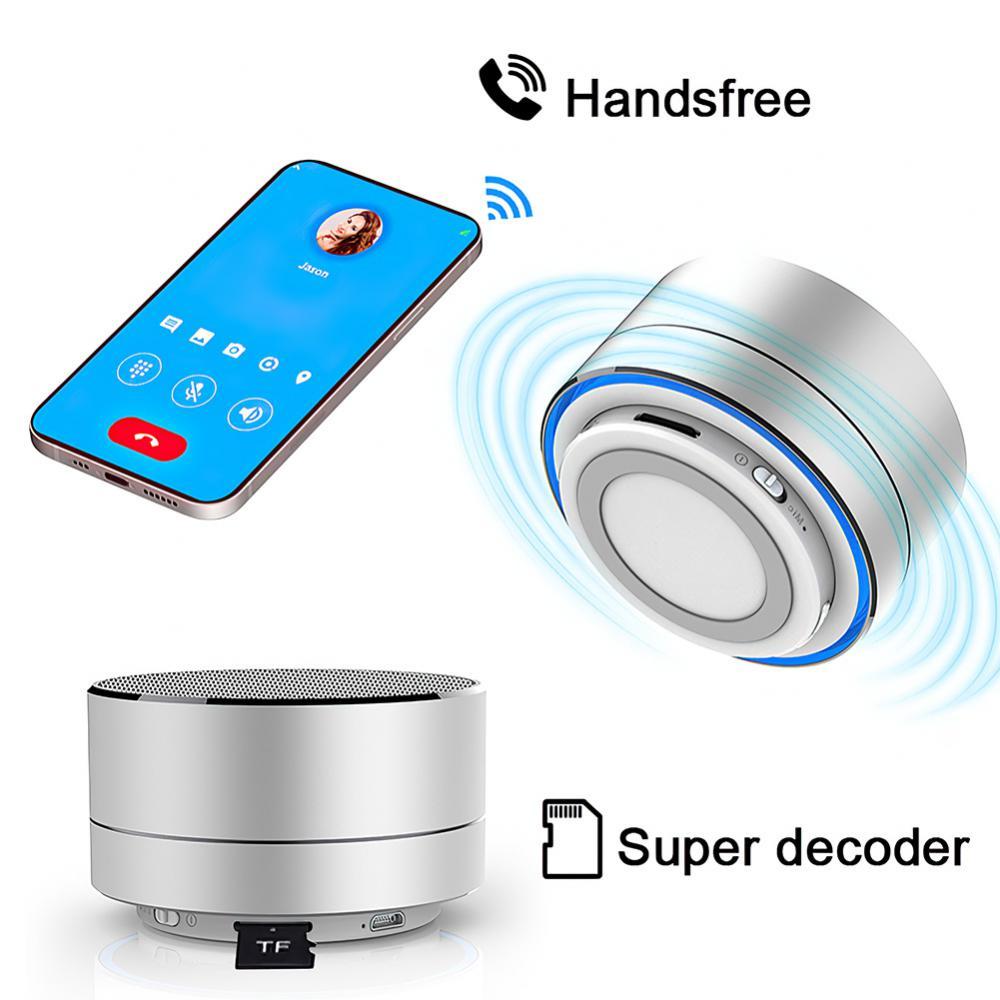 A10 Âm thanh Bluetooth thông minh không dây Mini Loa hợp kim nhôm hình trụ thời trang Loa siêu trầm rảnh tay Loa âm thanh nổi Màu sắc: 05 Đỏ