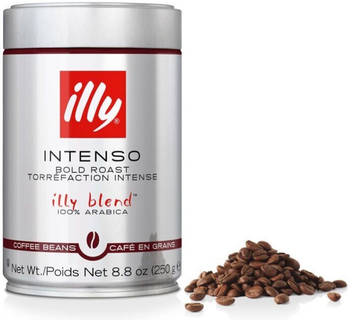 Cà phê Illy Intenso Bold Roast Beans coffee – 250G - Rang đậm có hương vị mãnh liệt, mạnh mẽ và đầy đủ với các nốt ca cao. Dạng hạt hoặc bột pha máy