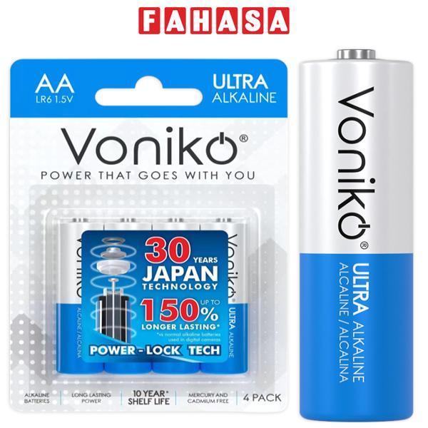 Vỉ 4 Pin Kiềm AA - Voniko