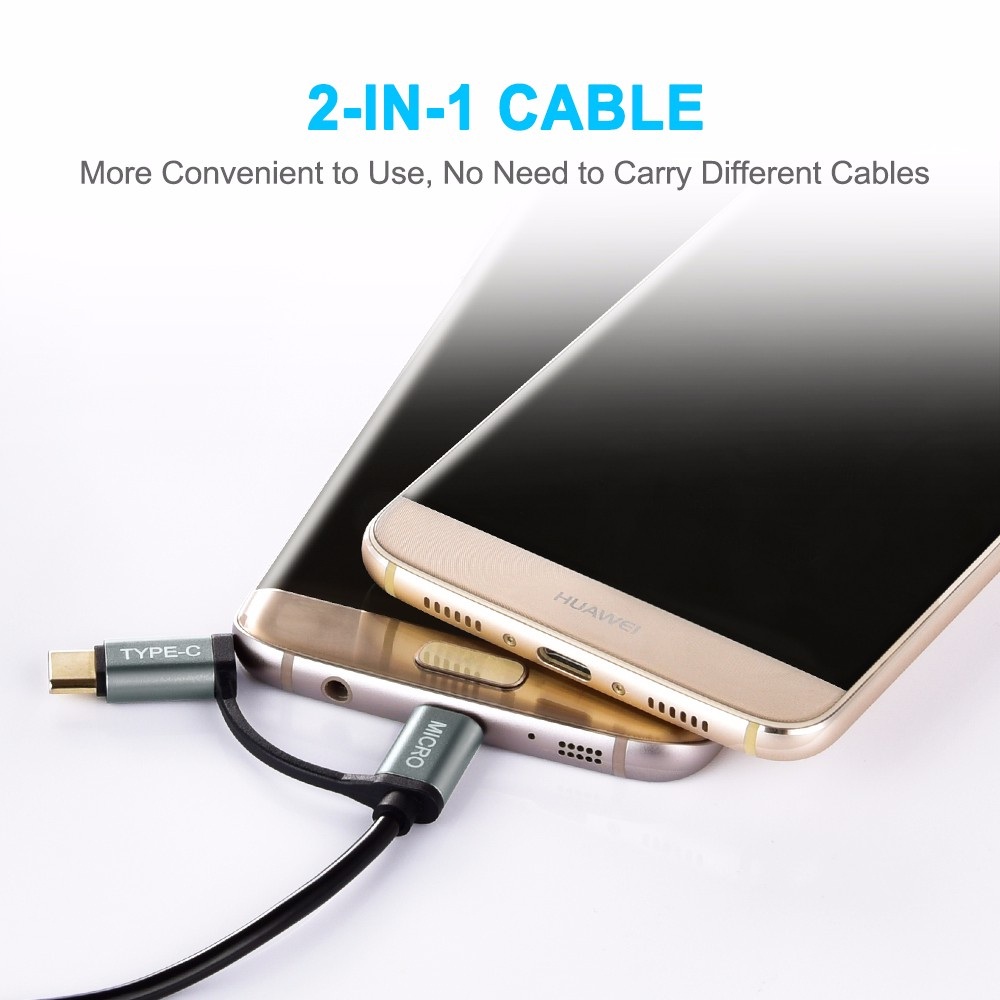 Dây cáp sạc nhanh 2 in 1 Type-C / Micro USB dài 120CM hiệu CHOETECH XAC0012 - Hàng chính hãng