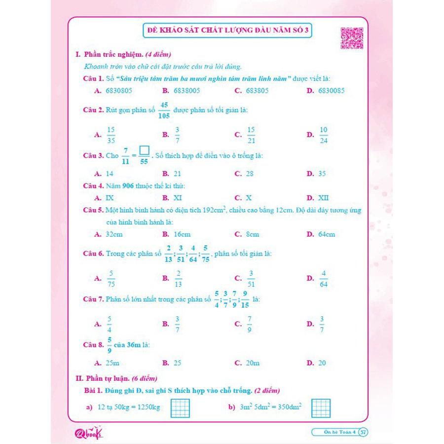 Ôn Tập Hè Toán 4 - Dành cho học sinh lớp 4 lên lớp 5 ( 1 cuốn )