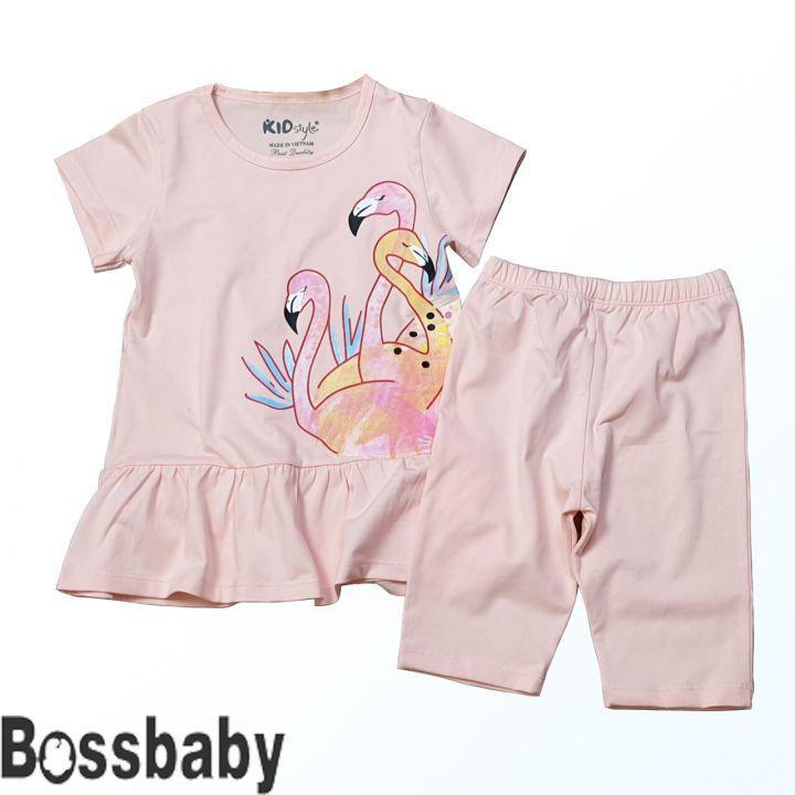 Bộ đồ áo tay ngắn,quần lửng cho bé gái dễ thương cho bé gái từ 7-24KG.