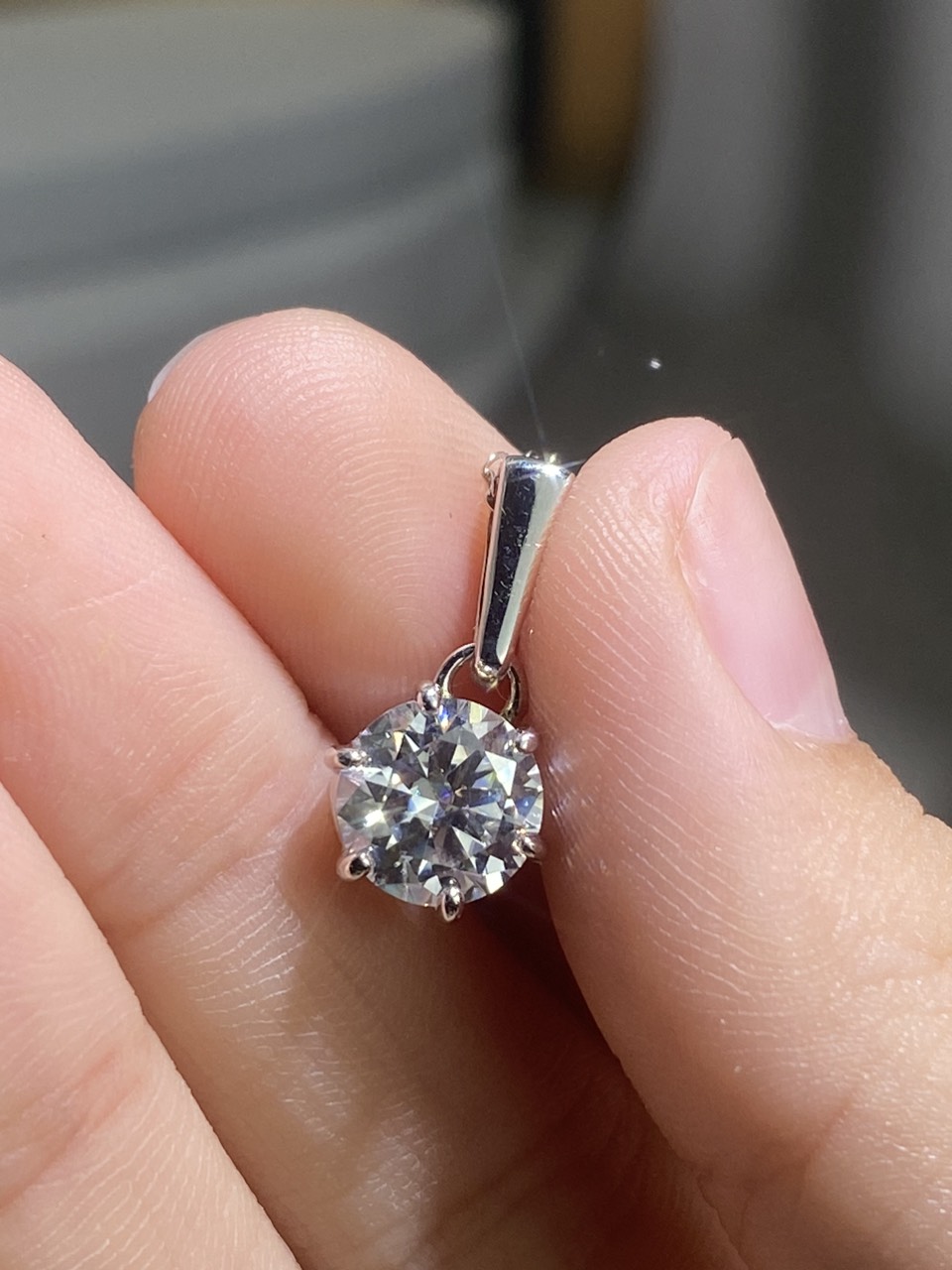 Dây cổ Bạc 925 xi Kim viên chủ Kim Cương nhân tạo Moissanite hạt 1.0 carat - N10.9.2.8