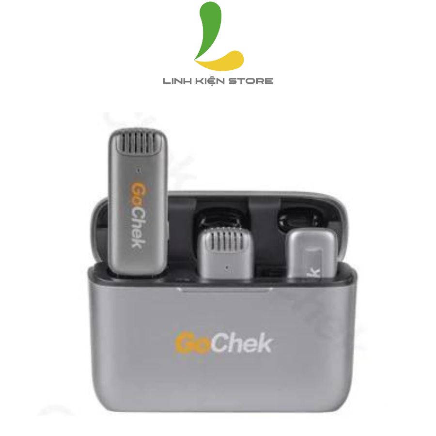 Micro thu âm không dây GoChek D01 Pro - Thiết bị ghi âm chuyên dụng máy hệ điều hành Android kèm hộp sạc thông minh- Hàng nhập khẩu