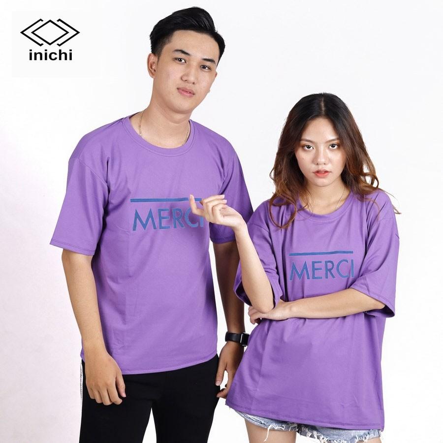 Áo thun Unisex INICHI tay lỡ form rộng phong cách hình in chữ MERCL - IC655