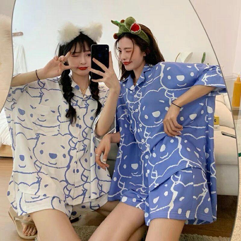 Bộ ngủ pijama nữ lụa mềm mát dễ thương size M L