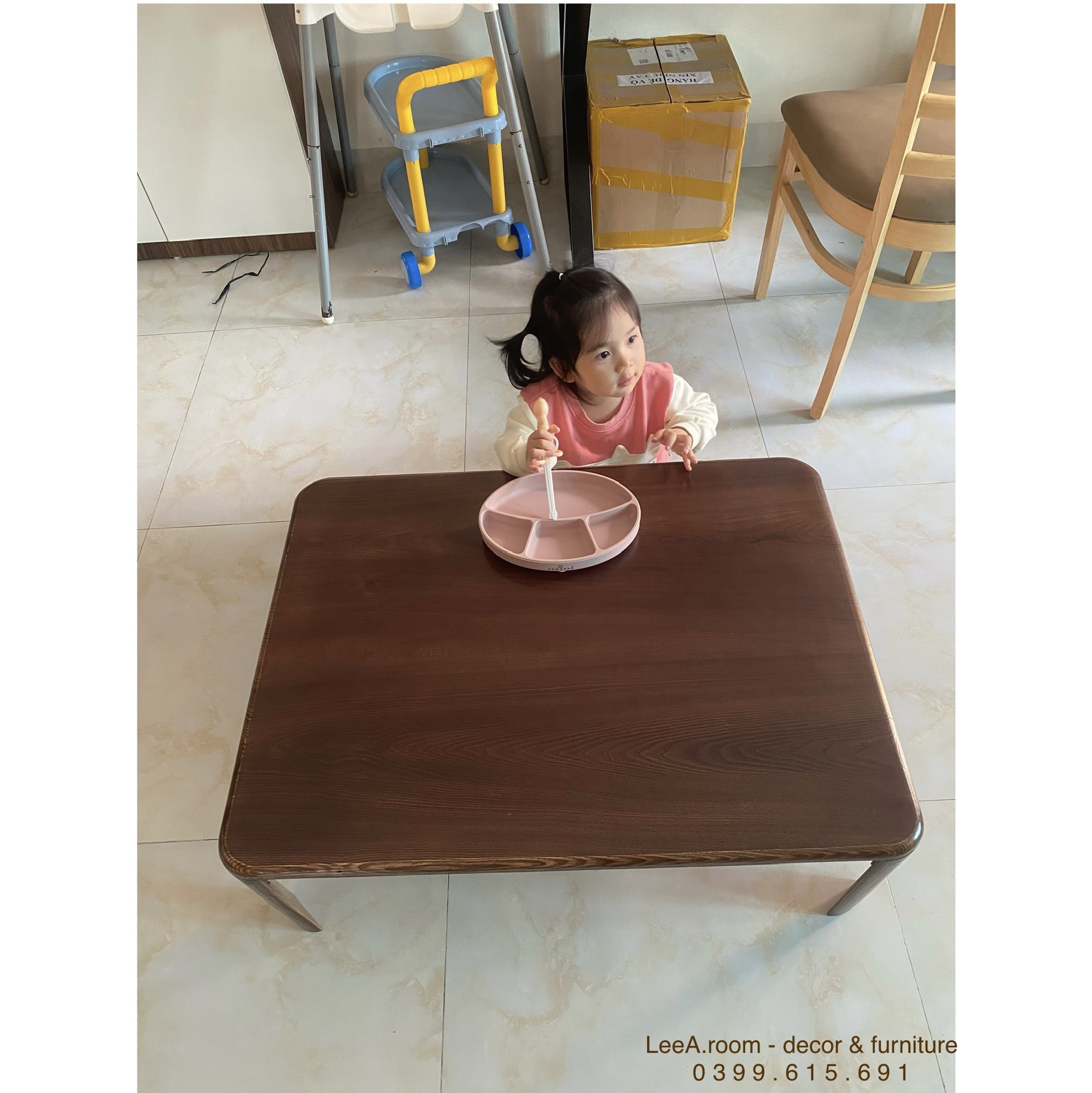 Bàn Ăn Ngồi Bệt Gấp Gọn Cao Cấp Phiên Bản Màu Walnut Cực Sang Trọng - Folding Table