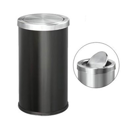 Thùng Rác Inox Nắp Lật Ø300 X 610H - Màu Đen