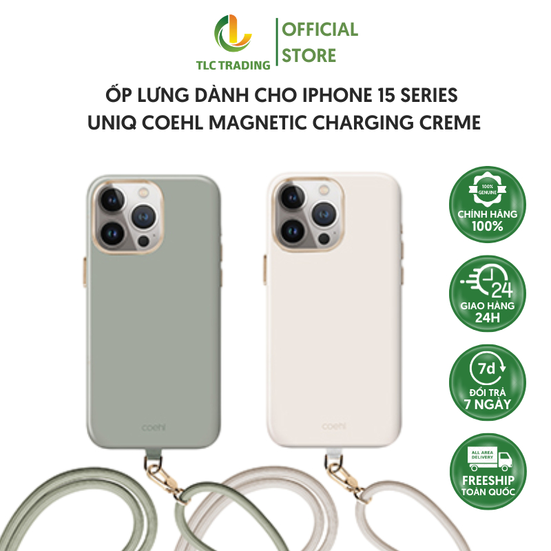 Ốp lưng dành cho iPhone 15 Pro / 15 Pro max UNIQ Coehl Magnetic Charging Creme - hàng chính hãng