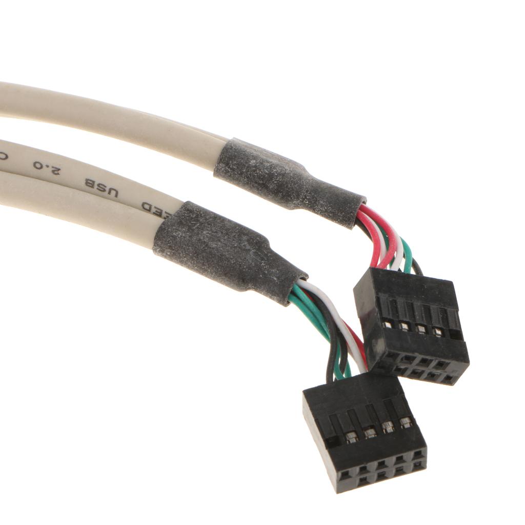 Dual 10Pin Motherboard Header to 4 Port USB2.0 Back Panel Slot Bracket Cable