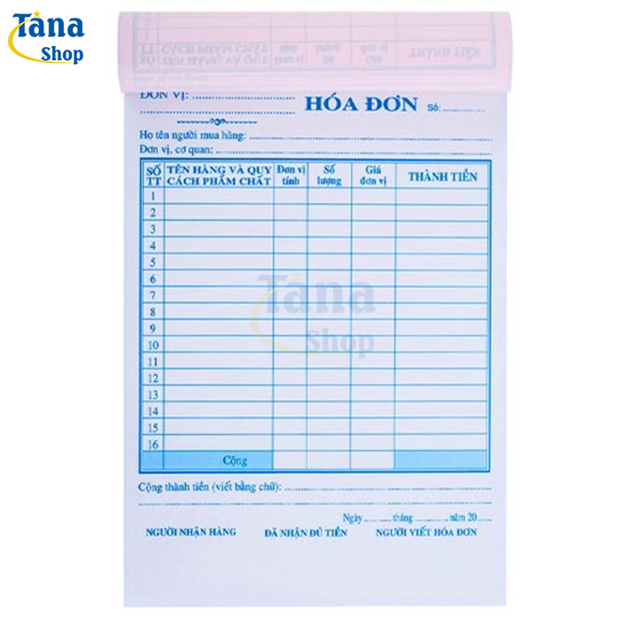 10 cuốn hóa đơn bán lẻ 1 liên (100 tờ), 2 liên (50 bộ), 3 liên (50 bộ) 13x19