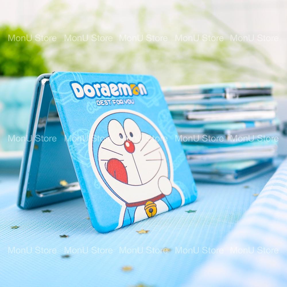 Gương mini 2 mặt bọc da sang trọng hình DORAEMON DOREMON bỏ túi dễ thương mẫu ngẫu nhiên MON0005