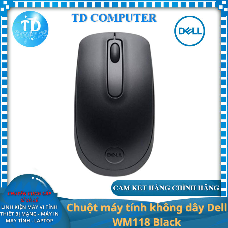 Chuột máy tính không dây Dell WM118 Black - Hàng chính hãng DigiWorld phân phối