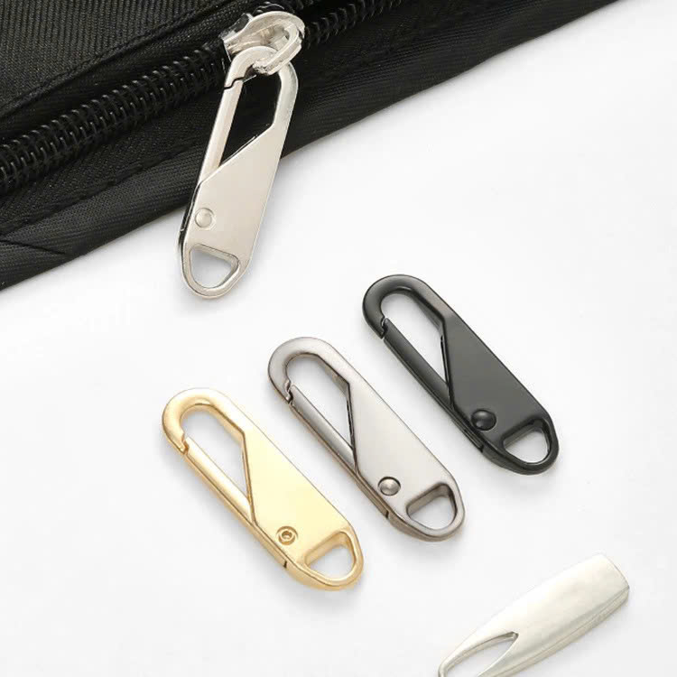 COMBO 3 Móc khóa zip kéo Đầu dây khóa kéo kim loại đồng TRẮNG thay thế cho balo túi xách vali áo khoác quần