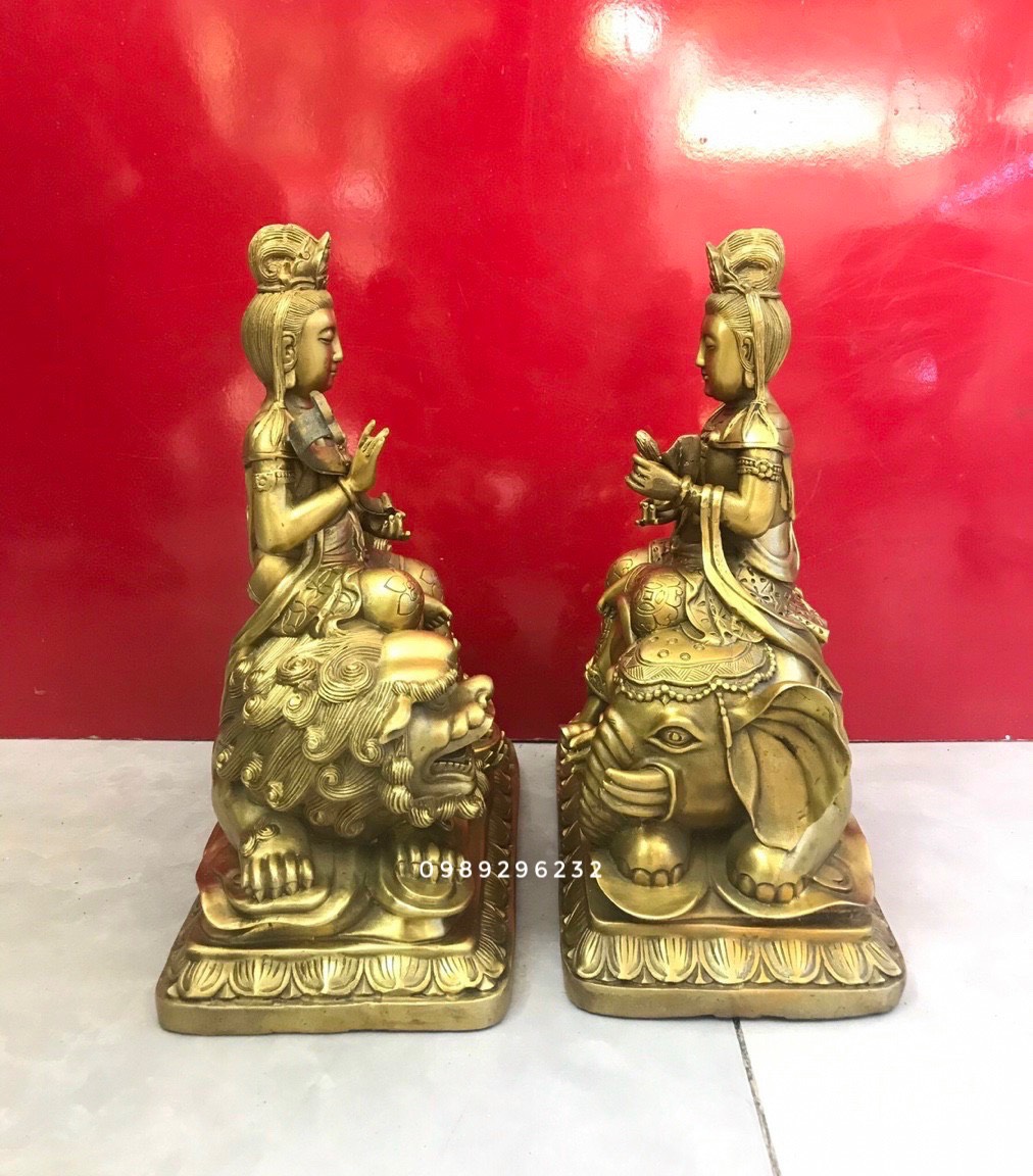 Tượng Phật bà quan âm Văn Thù - Phổ Hiền bồ tát bằng đồng - Quan Âm Văn Thù - Phổ Hiền