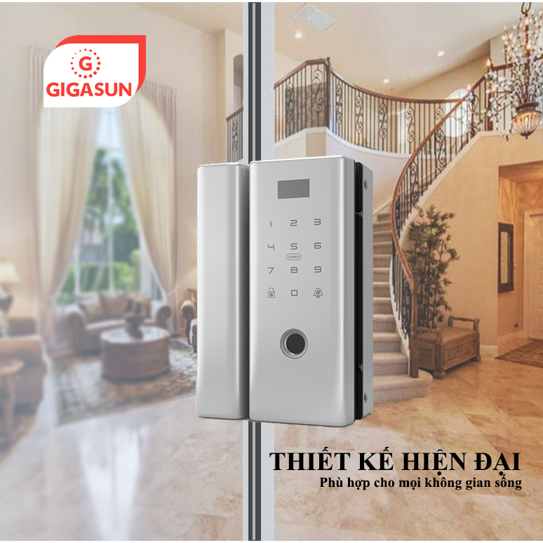 Khóa cửa kính vân tay thông minh Gigasun GL01S - Hợp kim kẽm siêu bền , chống va đập