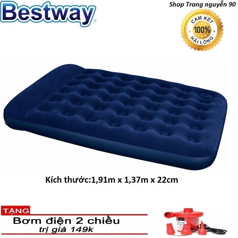 Đệm hơi Nệm hơi Bestway 67002 cỡ 137 x 191 x 22 CM kèm bơm hơi + GỐI HƠI