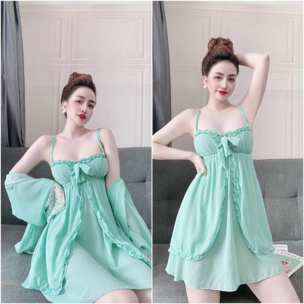 Váy ngủ Tiểu Thư ️FREE SHIP️Váy ngủ kèm choàng TIỂU THƯ chiffon cao cấp &lt;60kg