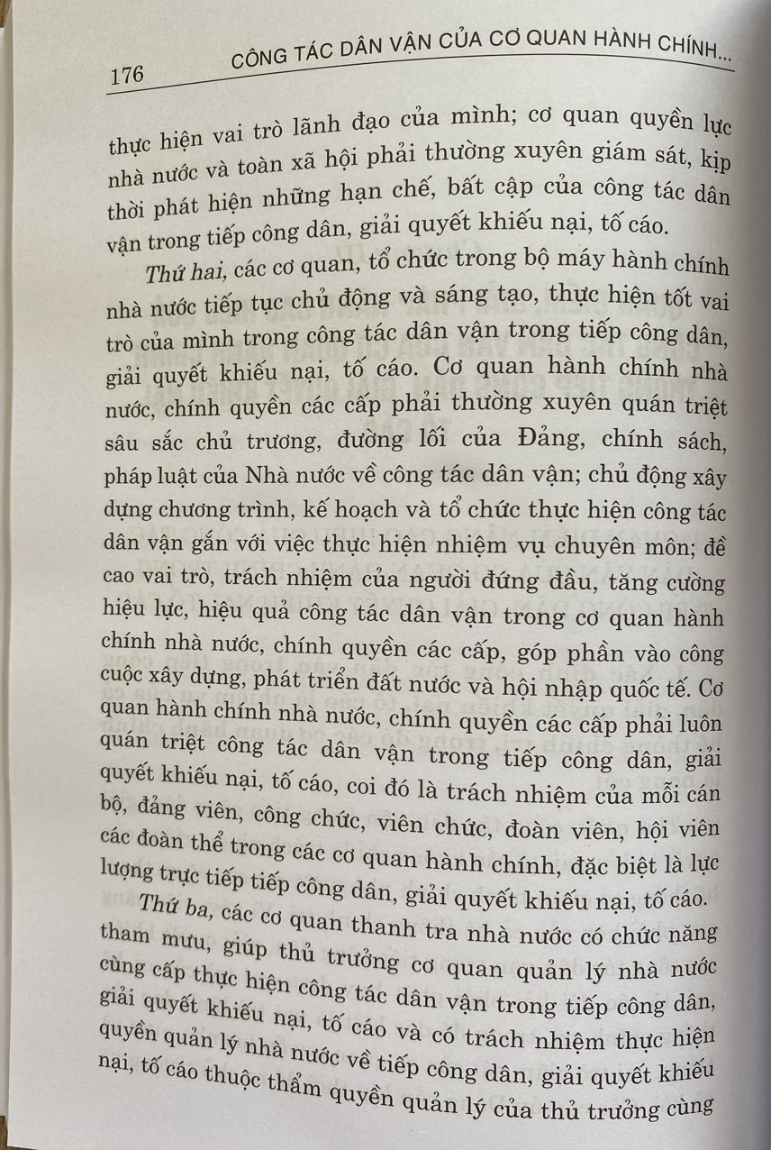 Công tác dân vận của cơ quan hành chính trong tiếp công dân giải quyết khiếu nại, tố cáo